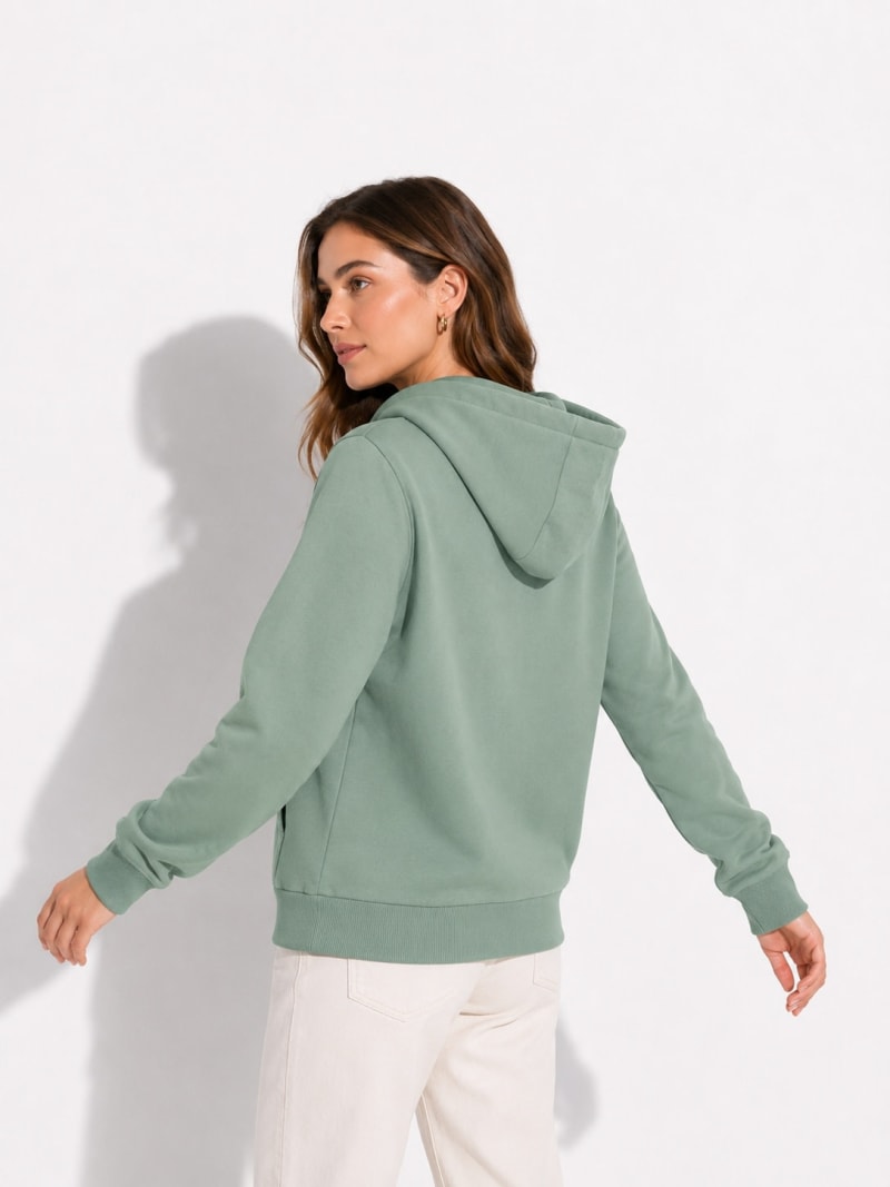 Pockman Women Regular Fit Cotton Sage Green Hoodie - Image 3