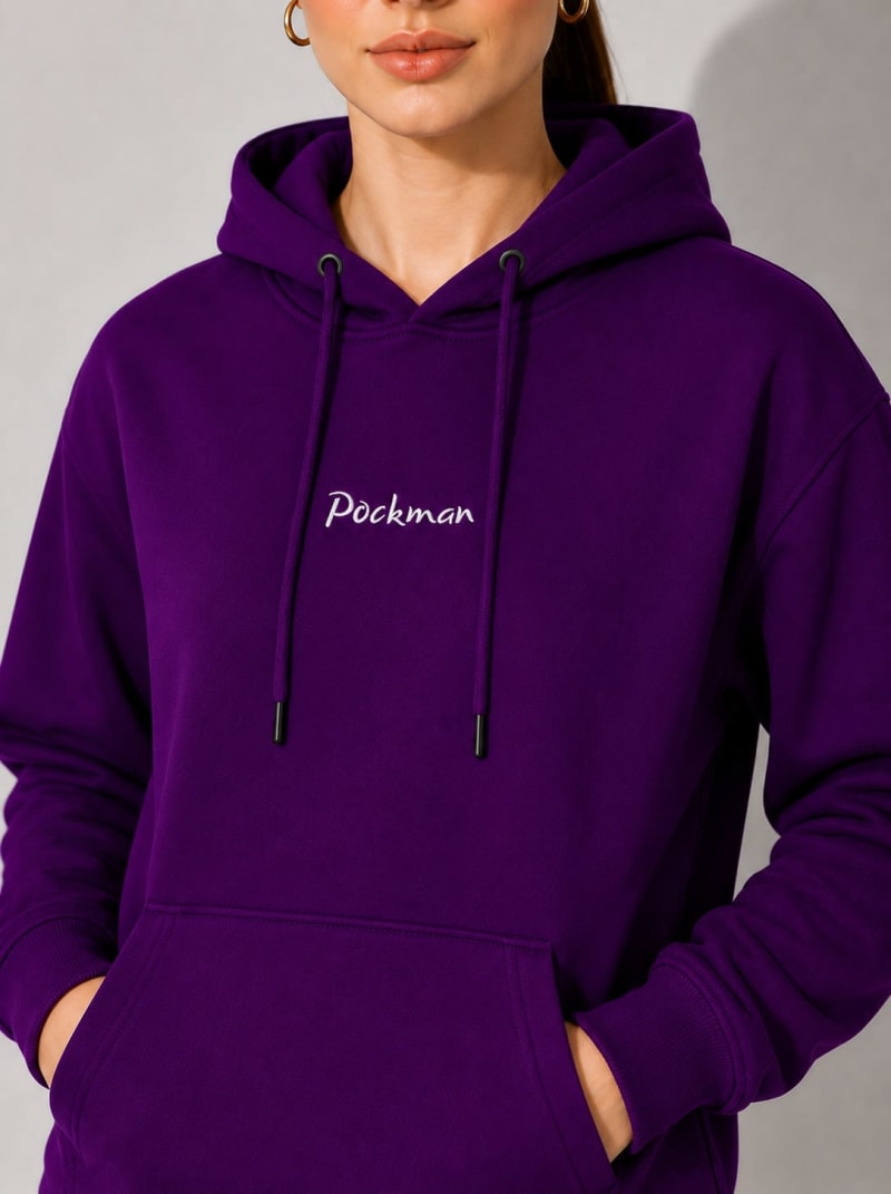 Pockman Women Regular Fit Cotton Voilet Hoodie - Image 4