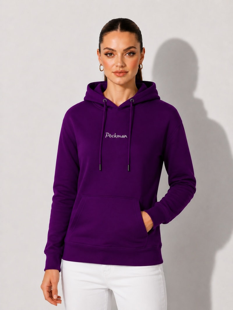 Pockman Women Regular Fit Cotton Voilet Hoodie - Image 3