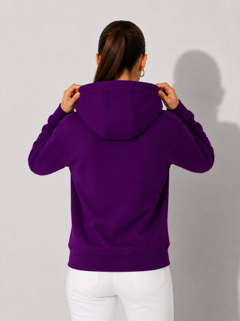 Pockman Women Regular Fit Cotton Voilet Hoodie - Image 5