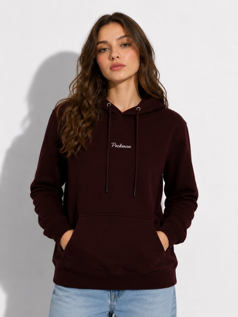 Pockman Women Regular Fit Cotton Chocolate Brown Hoodie - Image 5