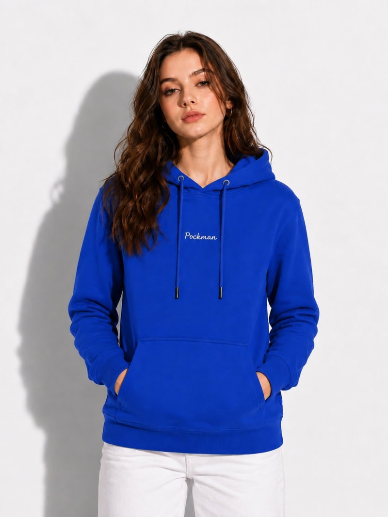 Pockman Women Regular Fit Cotton Royal Blue Hoodie - Image 4