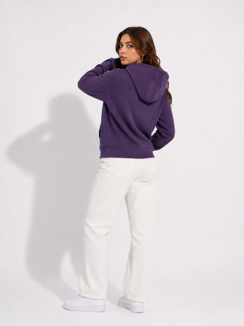 Pockman Women Regular Fit Cotton Mauve Hoodie - Image 5