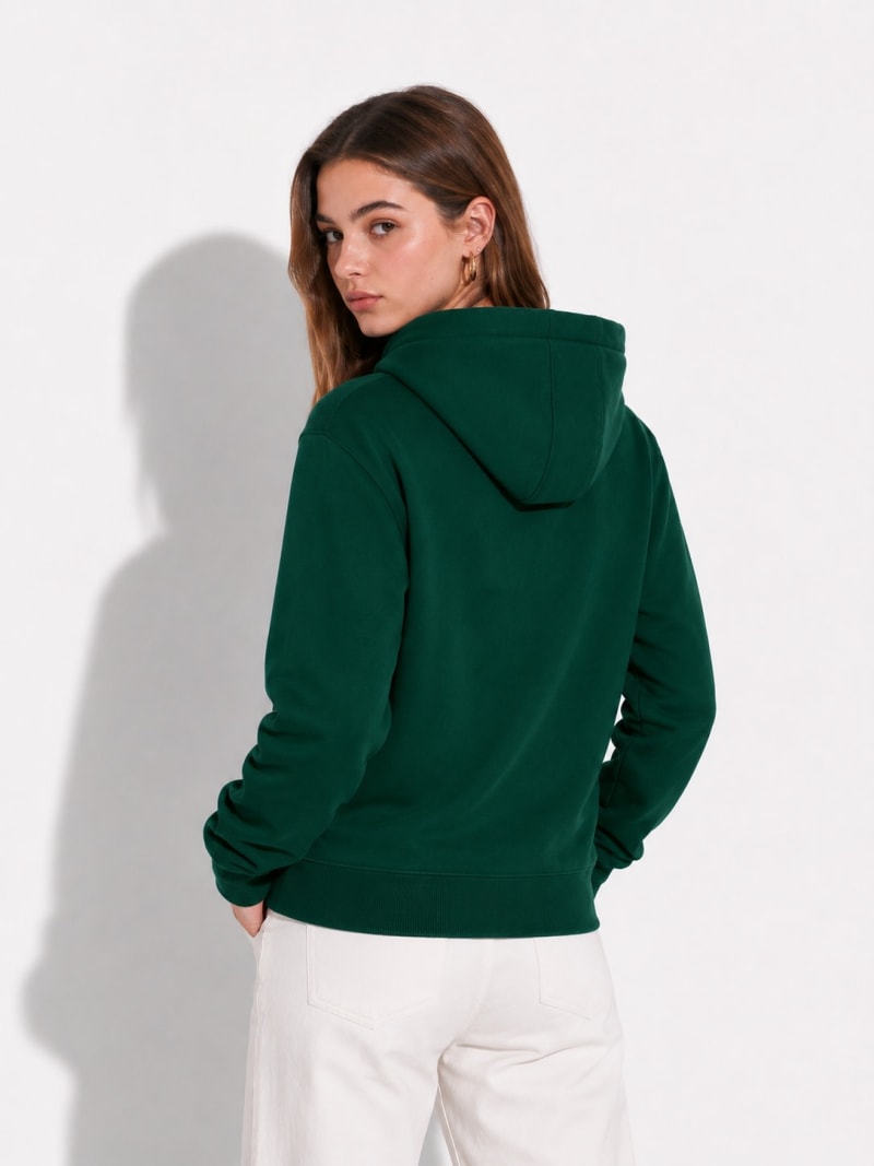 Pockman Women Regular Fit Cotton Bottle Green Hoodie - Image 5