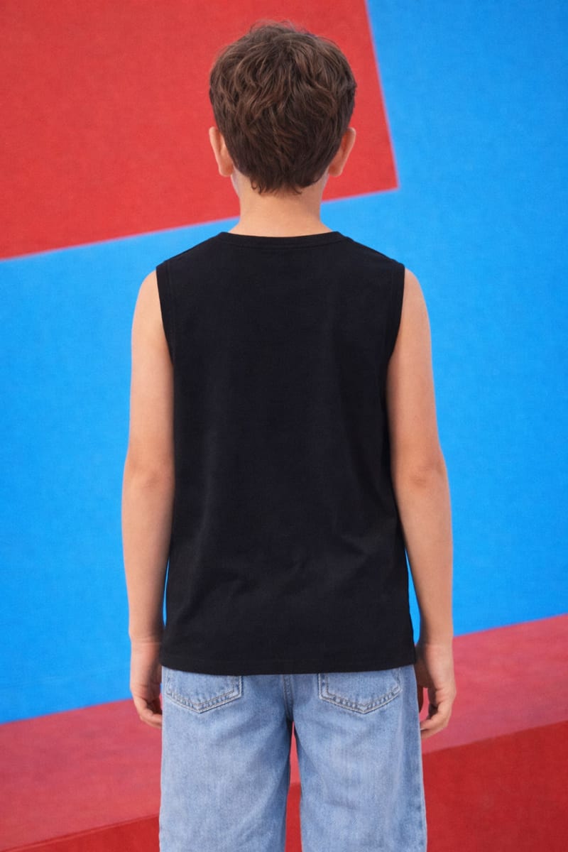 Pockman Kids Regular Fit Pure Cotton Black Tank - Image 3