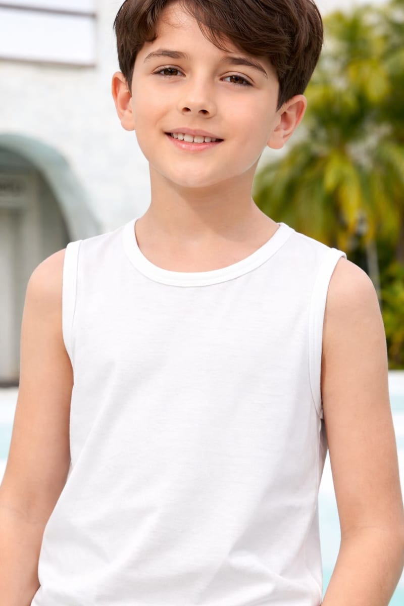 Pockman Kids Regular Fit Pure Cotton White Tank - Image 4