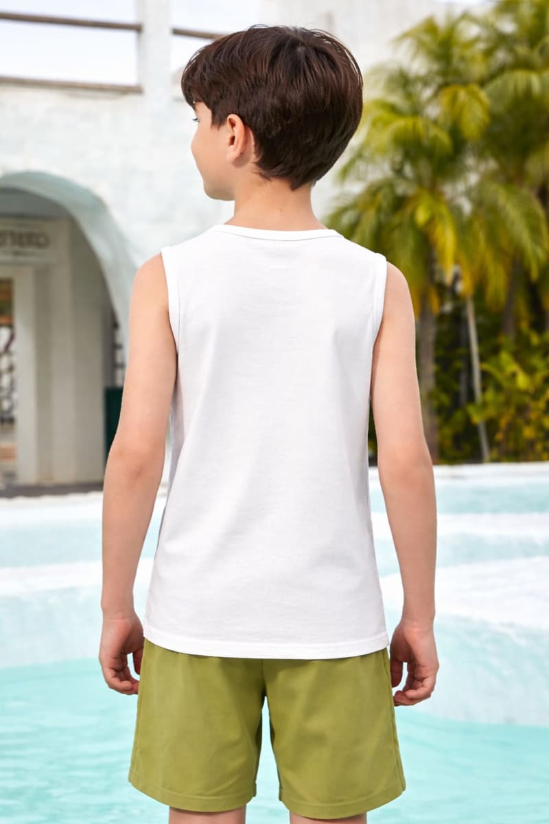Pockman Kids Regular Fit Pure Cotton White Tank - Image 3