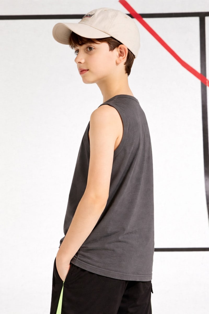 Pockman Kids Regular Fit Pure Cotton Grey Tank - Image 3