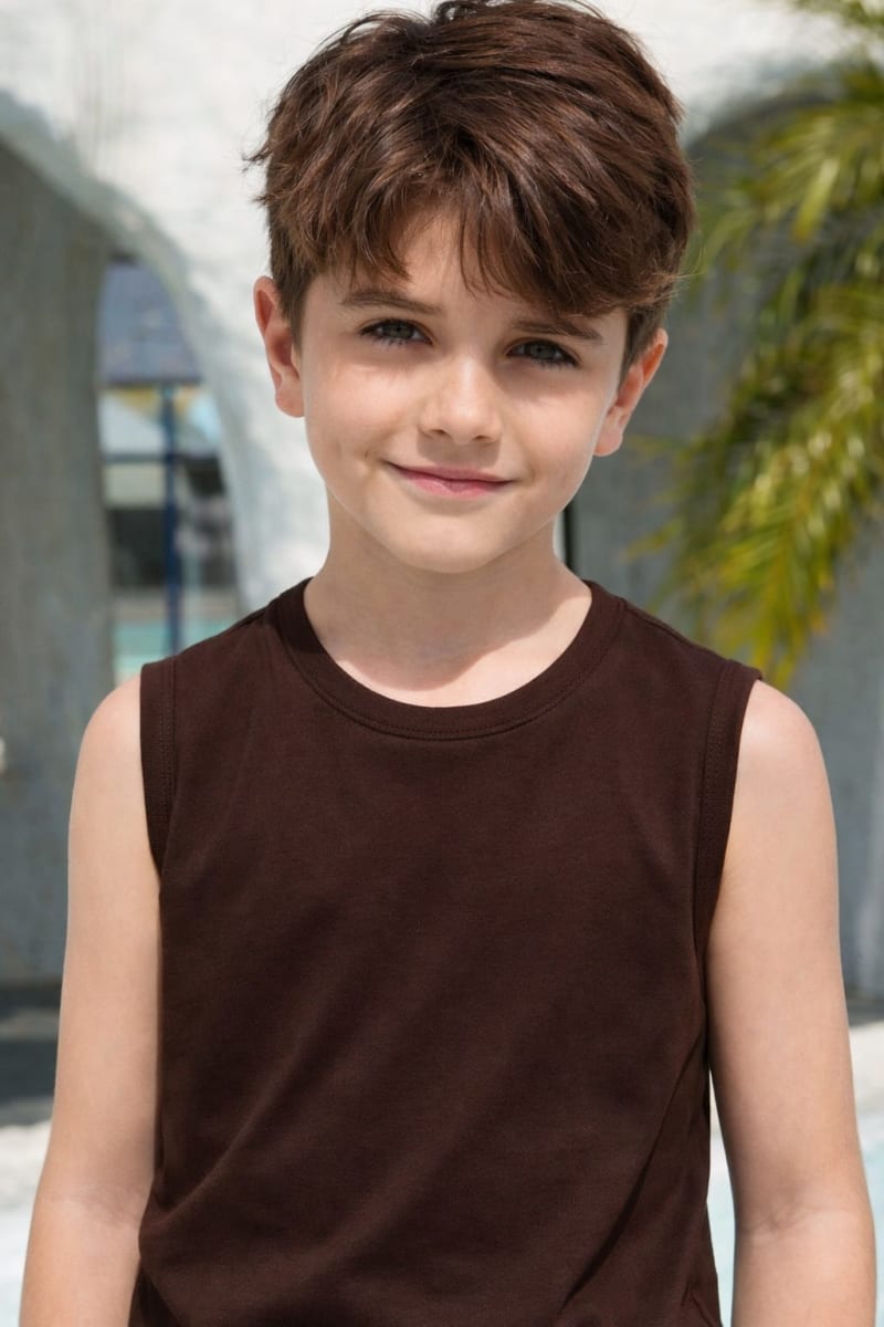 Pockman Kids Regular Fit Pure Cotton Brown Tank - Image 3