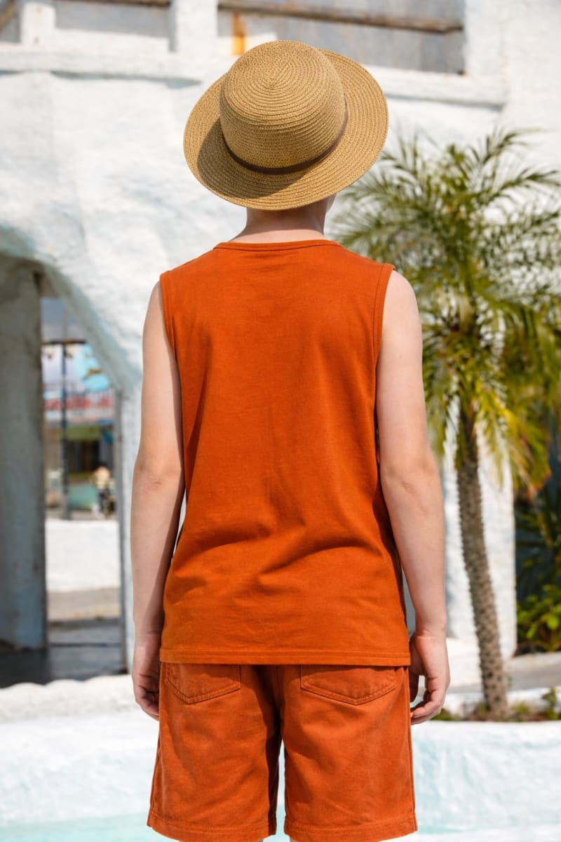 Pockman Kids Regular Fit Pure Cotton Rust Tank - Image 4