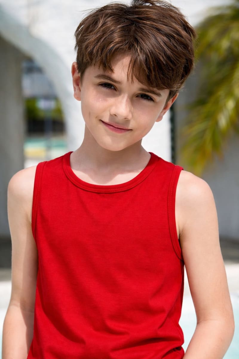 Pockman Kids Regular Fit Pure Cotton Red Tank - Image 3