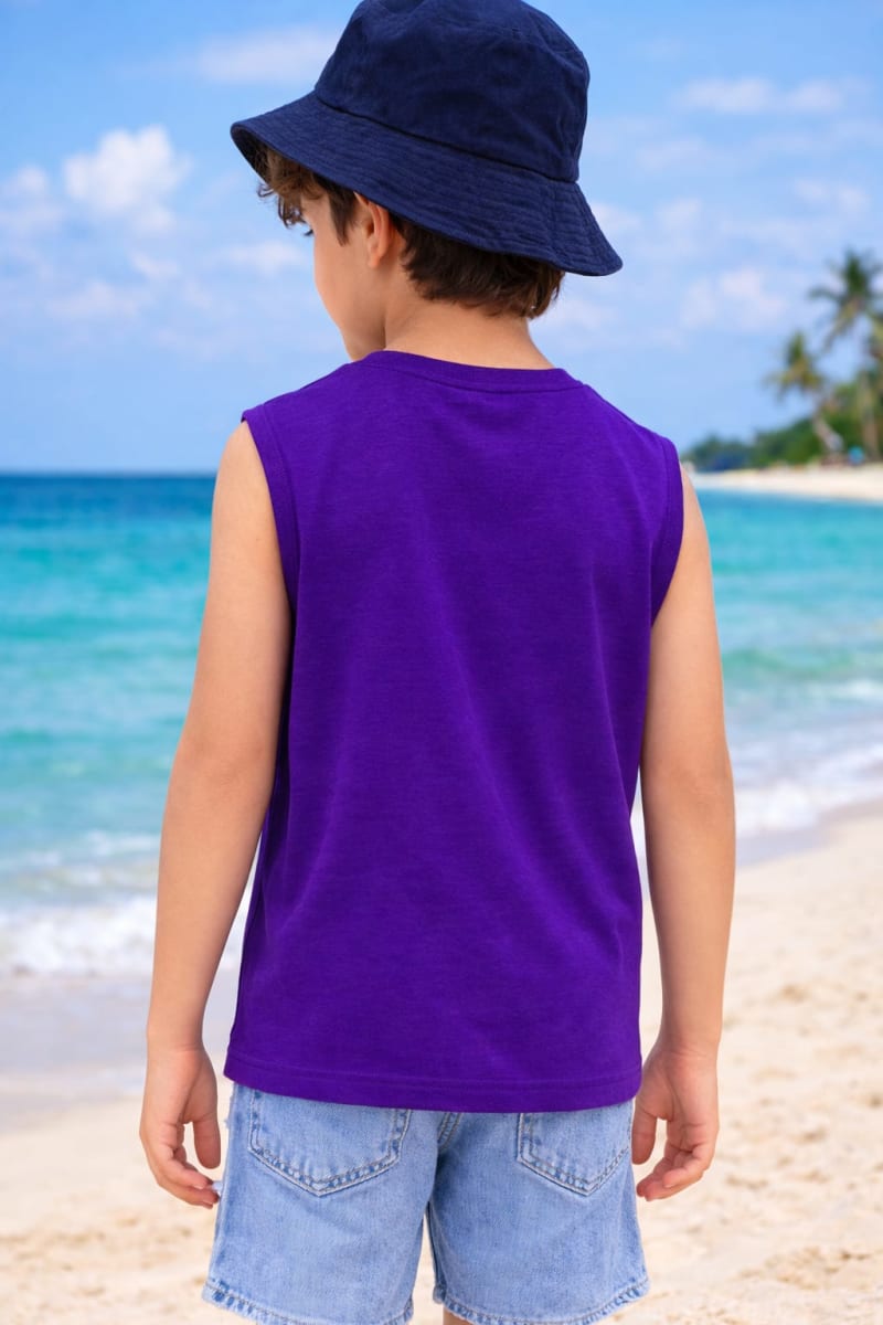 Pockman Kids Regular Fit Pure Cotton Voilet Tank - Image 3