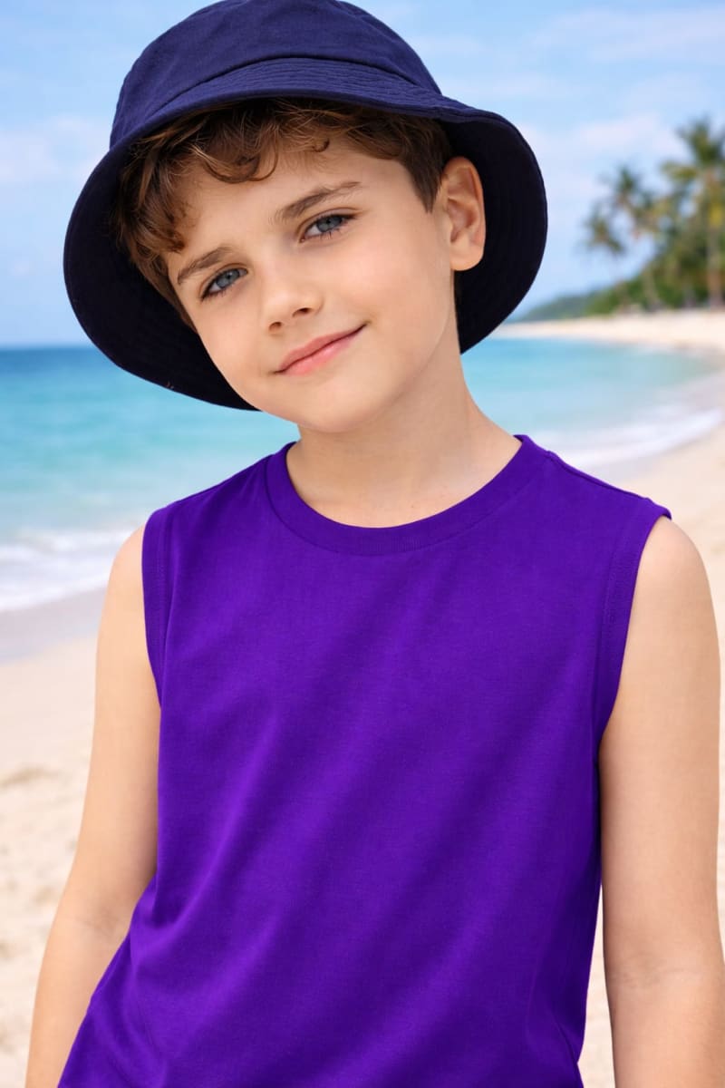 Pockman Kids Regular Fit Pure Cotton Voilet Tank - Image 4