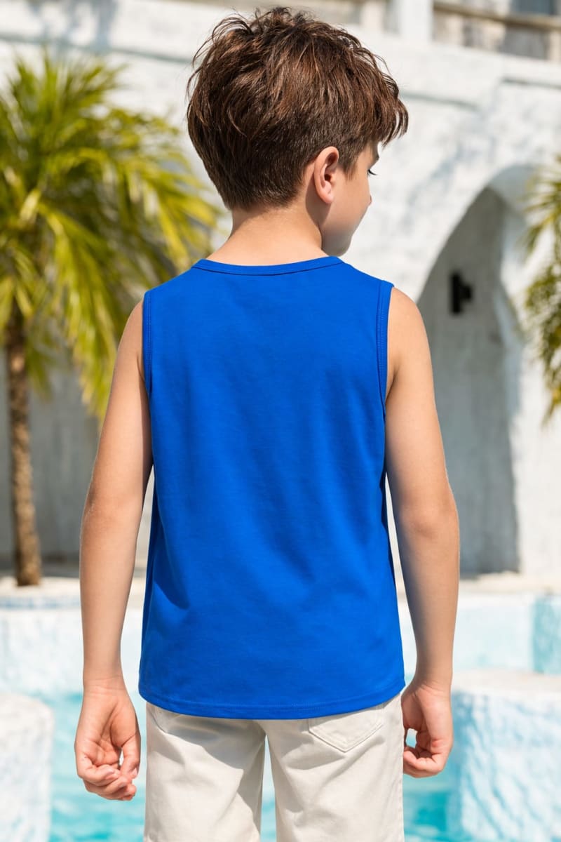 Pockman Kids Regular Fit Pure Cotton Royal Blue Tank - Image 4