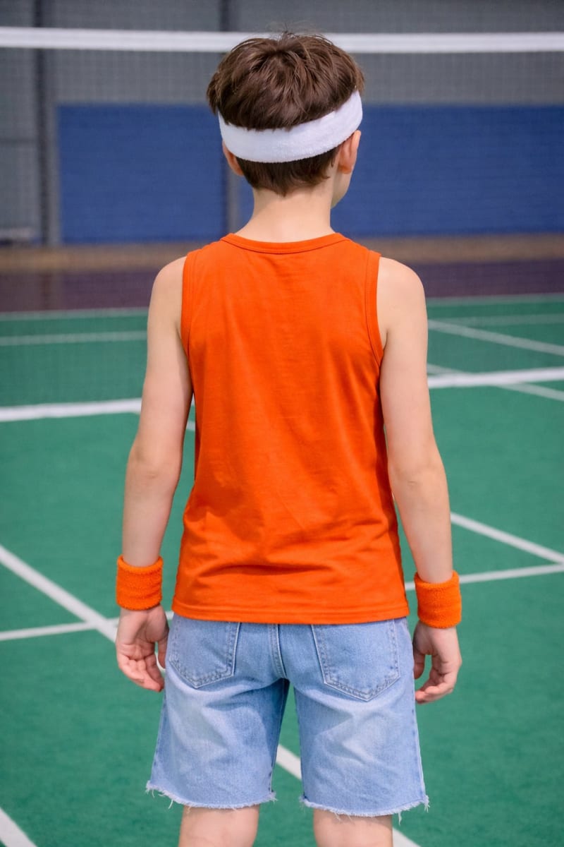 Pockman Kids Regular Fit Pure Cotton Orange Tank - Image 4