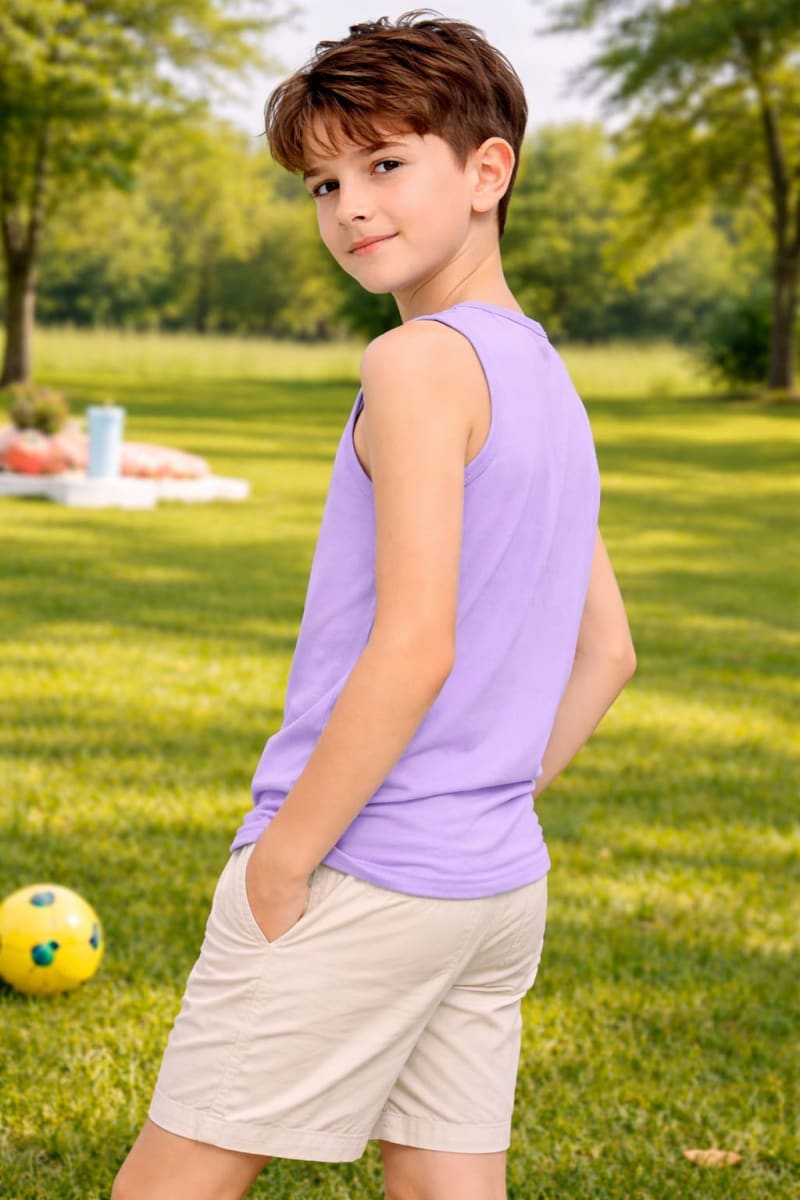 Pockman Kids Regular Fit Pure Cotton LavenderTank - Image 3