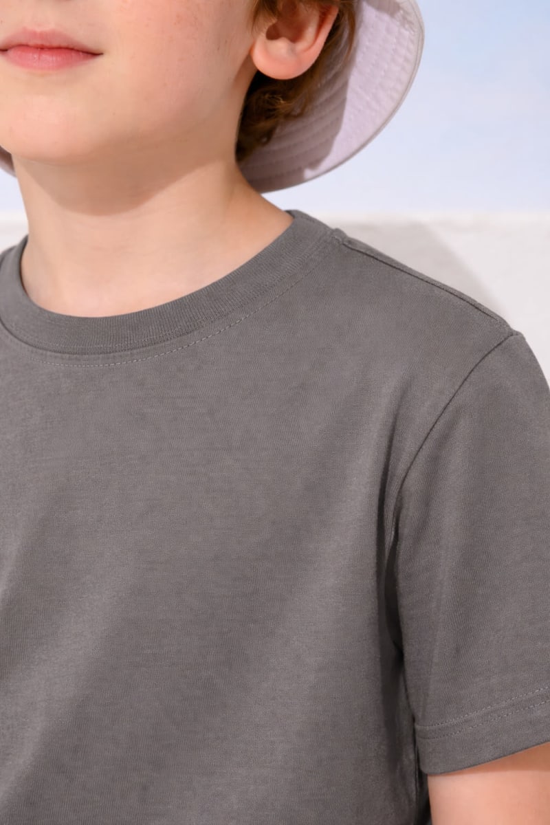 Pockman Kids Regular Fit Pure Cotton Grey Tshirt - Image 3