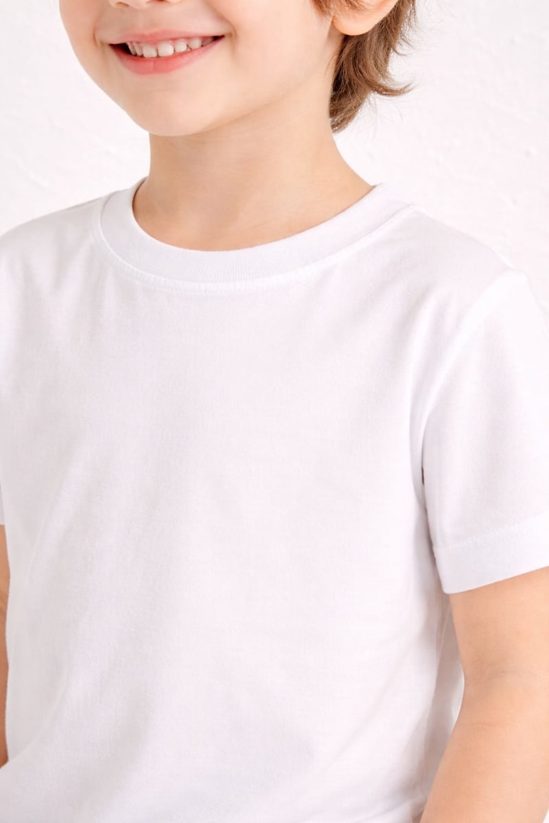 Pockman Kids Regular Fit Pure Cotton White Tshirt - Image 4