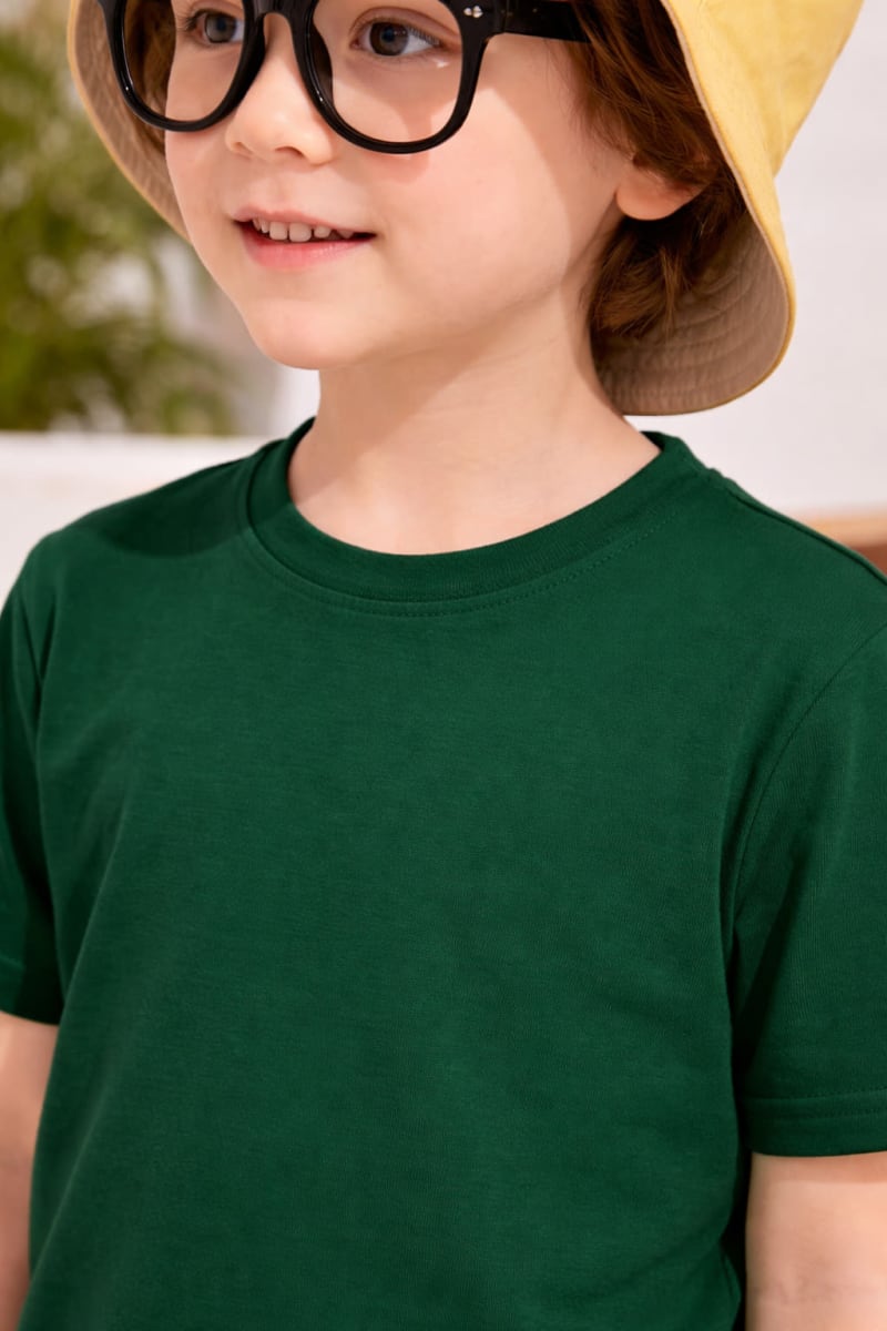 Pockman Kids Regular Fit Pure Cotton Green Tshirt - Image 4