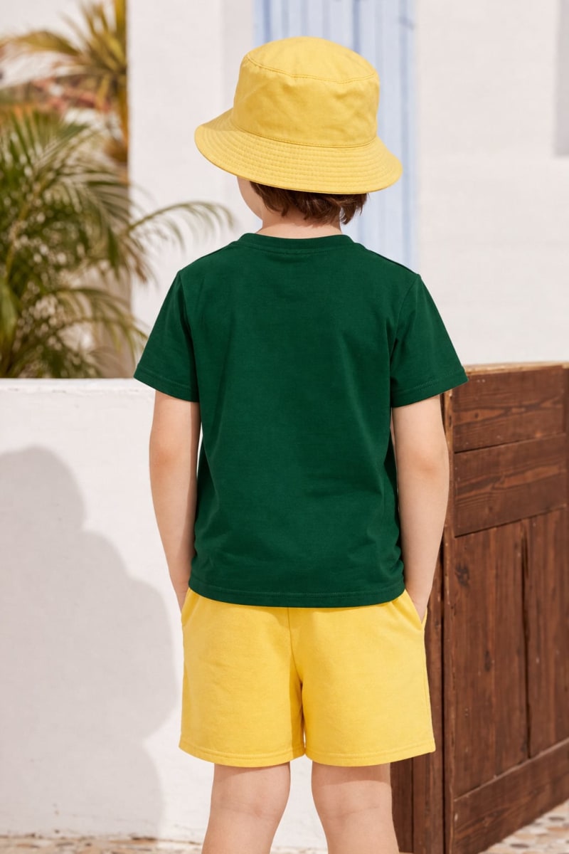 Pockman Kids Regular Fit Pure Cotton Green Tshirt - Image 3