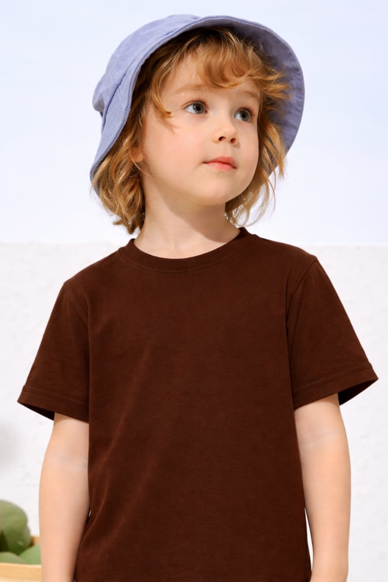 Pockman Kids Regular Fit Pure Cotton Brown Tshirt - Image 4
