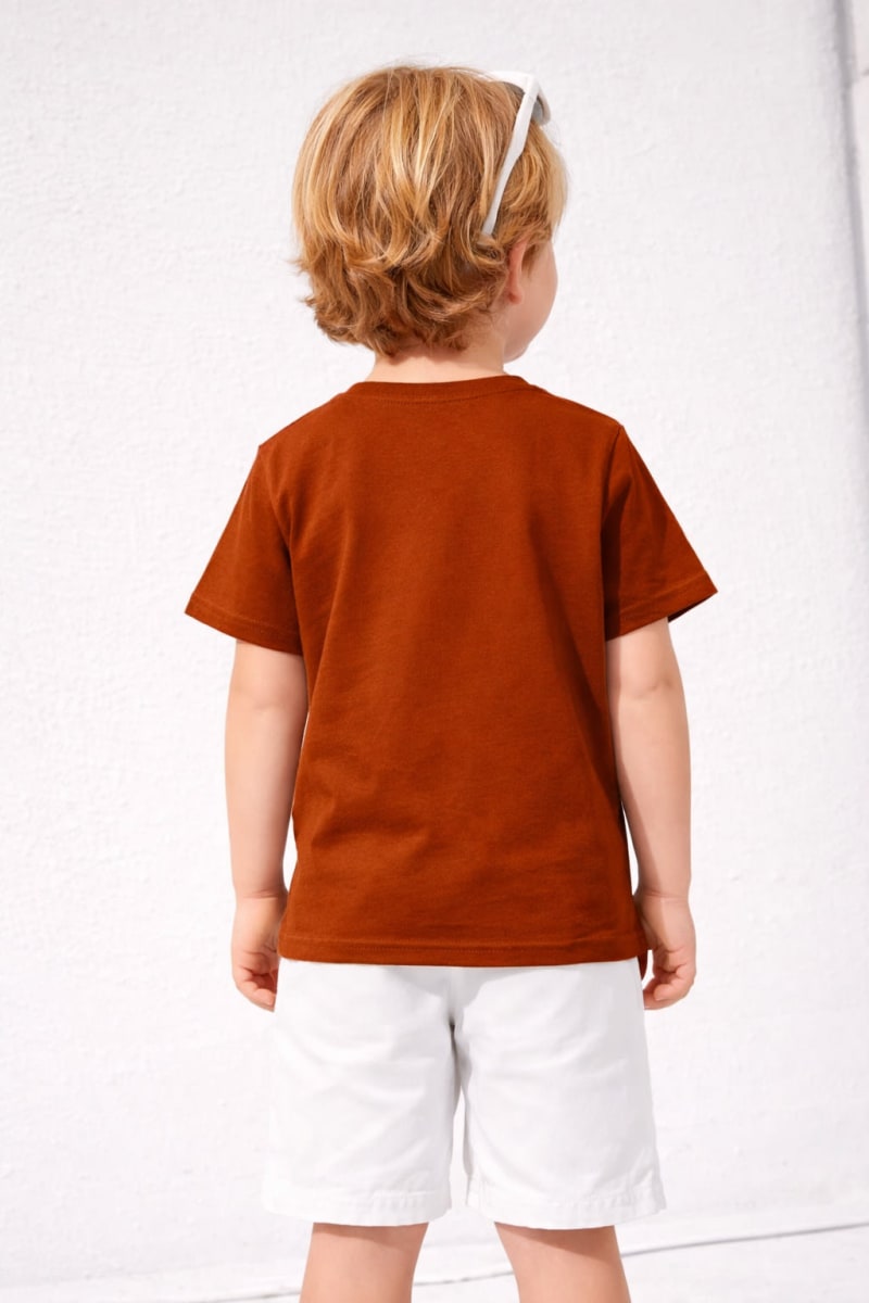 Pockman Kids Regular Fit Pure Cotton Rust Tshirt - Image 3