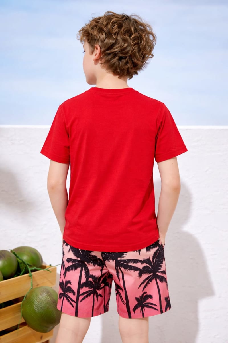 Pockman Kids Regular Fit Pure Cotton Red Tshirt - Image 4