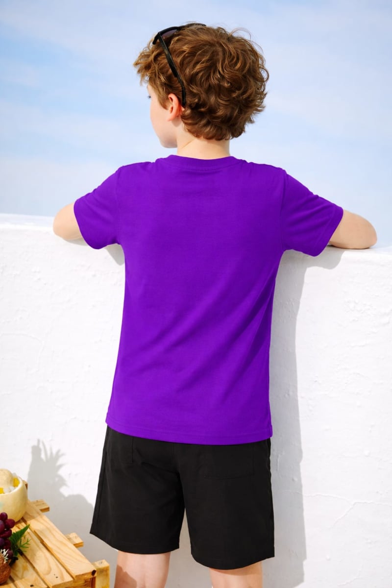 Pockman Kids Regular Fit Pure Cotton Voilet Tshirt - Image 3