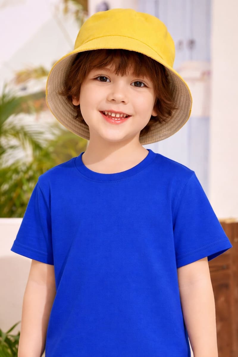 Pockman Kids Regular Fit Pure Cotton Skyblue Tshirt - Image 4