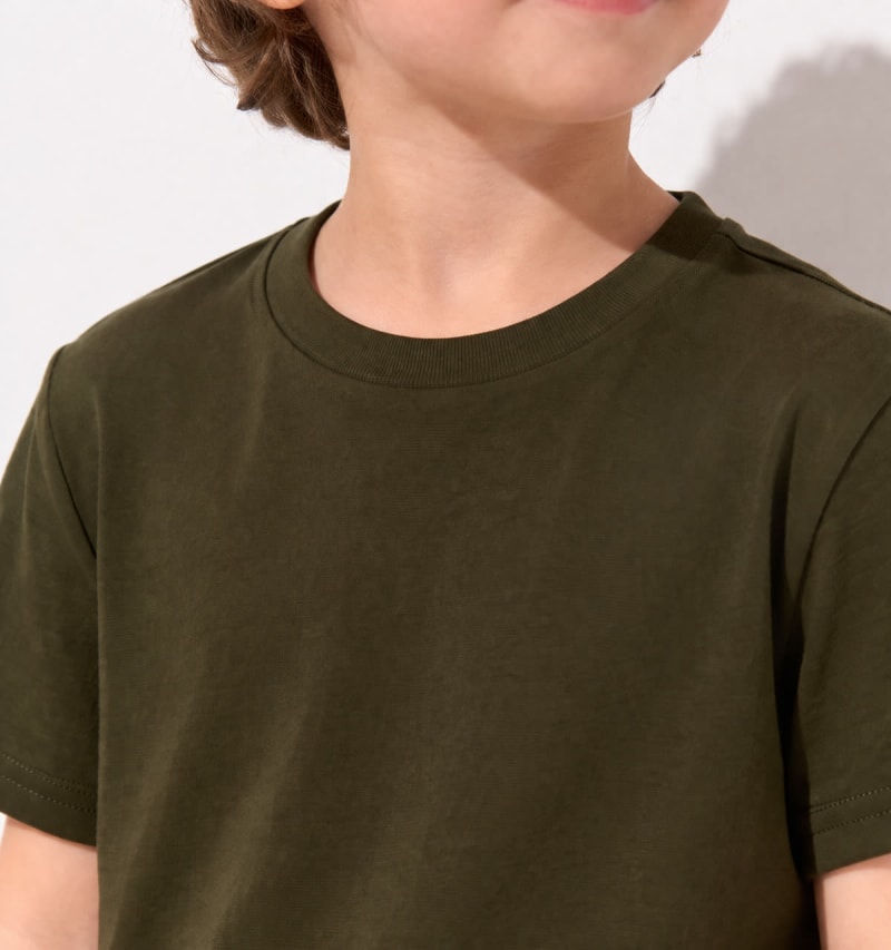 Pockman Kids Regular Fit Pure Cotton Olive Tshirt - Image 3