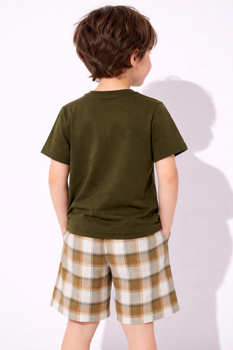 Pockman Kids Regular Fit Pure Cotton Olive Tshirt - Image 4