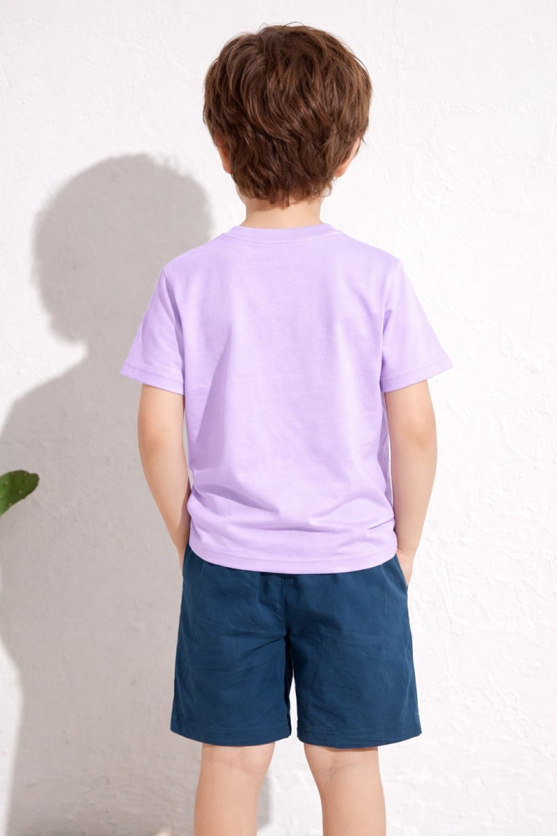 Pockman Kids Regular Fit Pure Cotton LavenderTshirt - Image 3