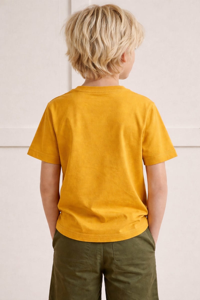Pockman Kids Regular Fit Pure Cotton Mustard Tshirt - Image 4