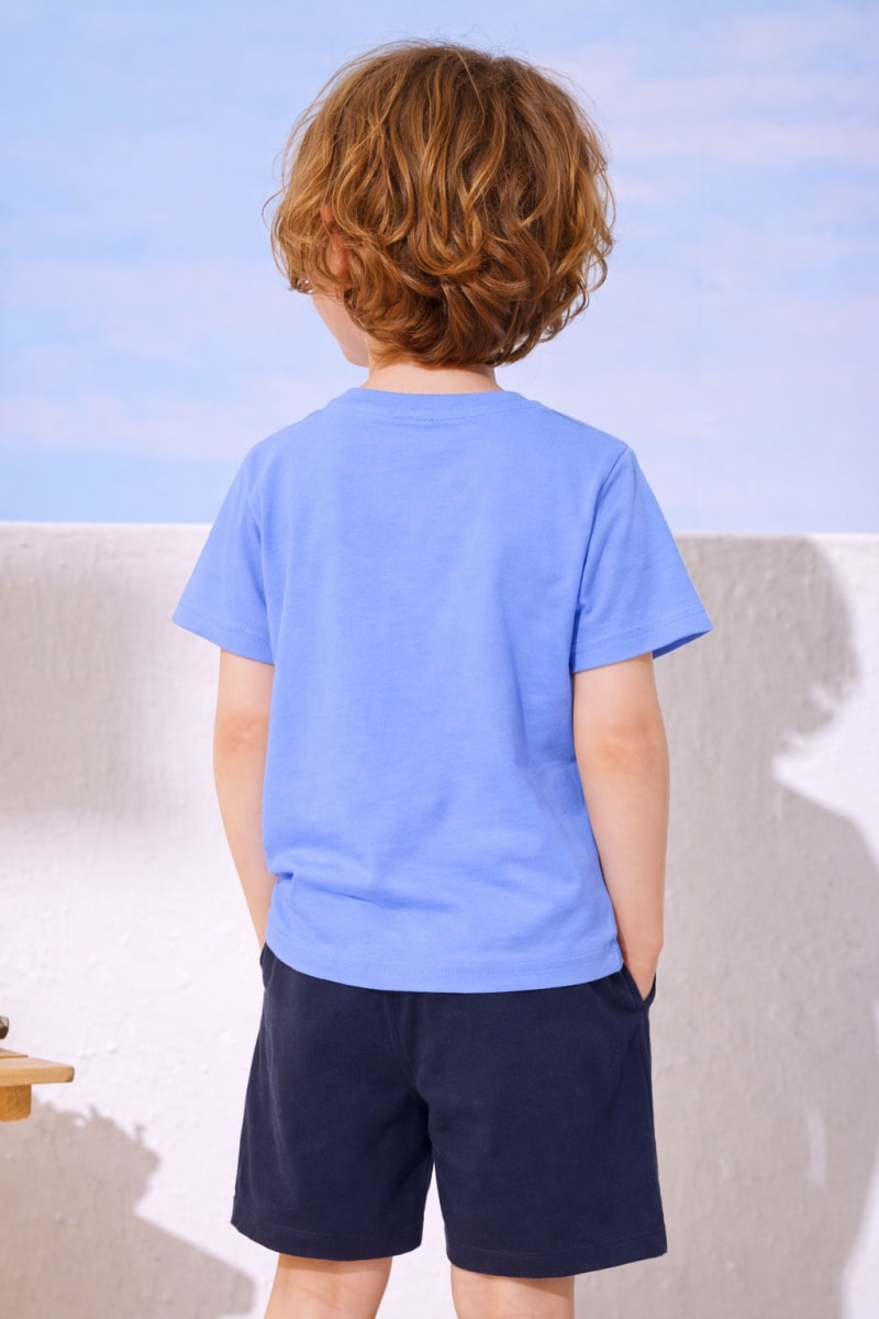 Pockman Kids Regular Fit Pure Cotton Element Blue Tshirt - Image 3