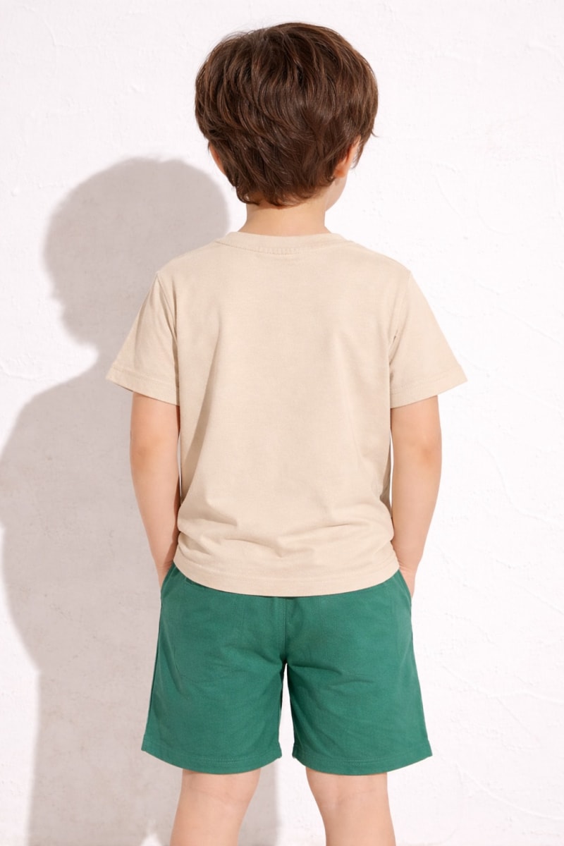 Pockman Kids Regular Fit Pure Cotton Beige Tshirt - Image 3