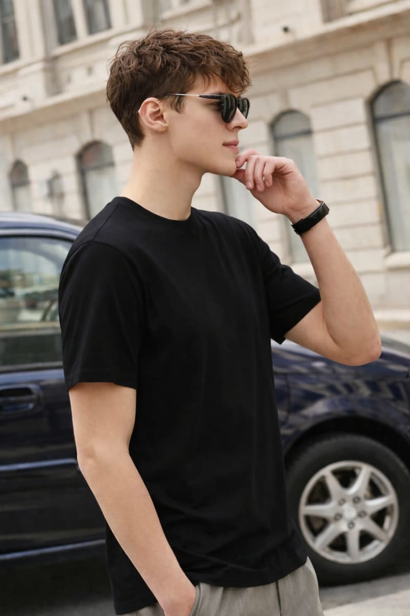 PockMAN Relaxed Fit Cotton Classic Round Neck Black Tshirt - Image 4