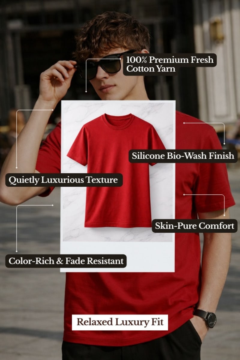 PockMAN Relaxed Fit Cotton Classic Round Neck Olive Tshirt - Image 6