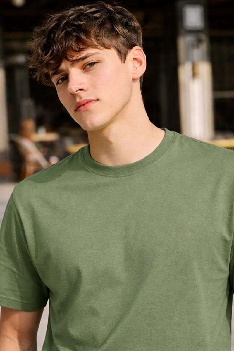 PockMAN Relaxed Fit Cotton Classic Round Neck Pista Tshirt - Image 5
