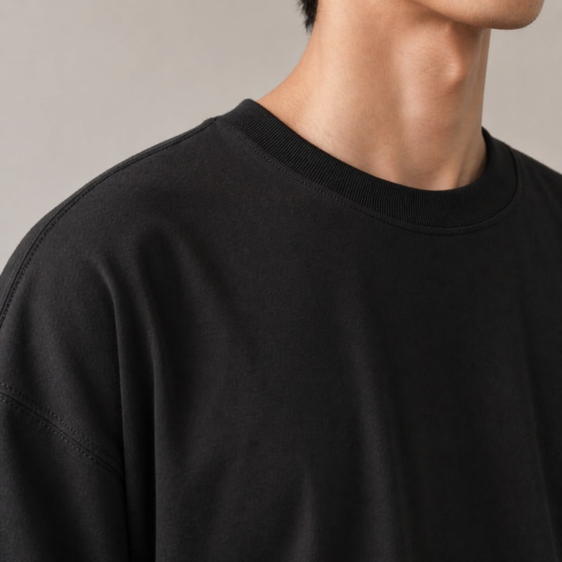 PockMAN Oversized Fit Cotton Classic Round Neck Black Tshirt - Image 4