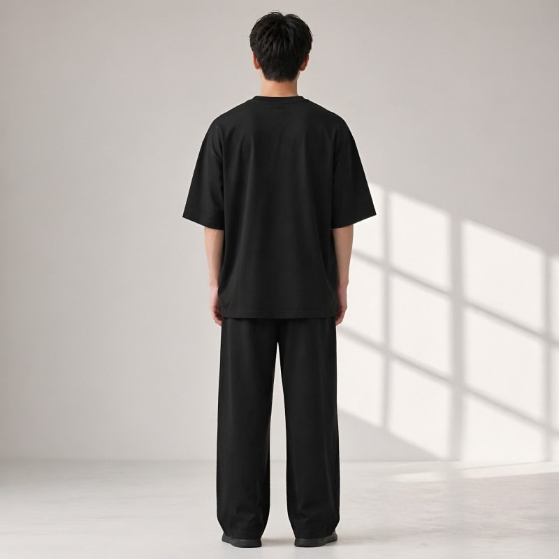 PockMAN Oversized Fit Cotton Classic Round Neck Black Tshirt - Image 5