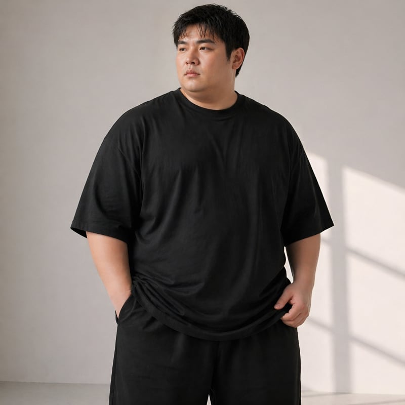 PockMAN Oversized Fit Cotton Classic Round Neck Black Tshirt - Image 6
