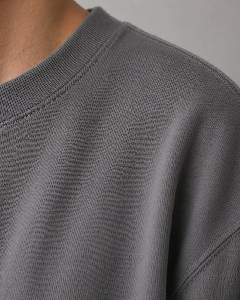 PockMAN Oversized Fit Cotton Classic Round Neck Grey Tshirt - Image 4