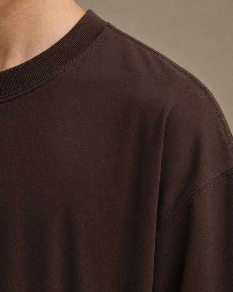 PockMAN Oversized Fit Cotton Classic Round Neck Brown Tshirt - Image 4