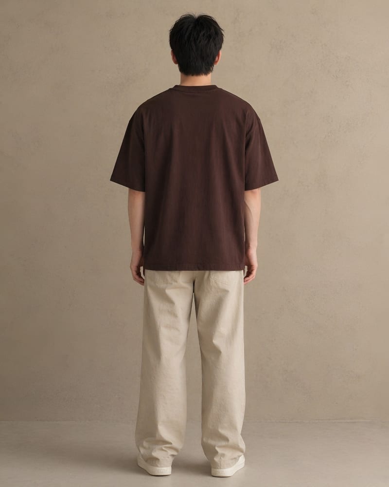 PockMAN Oversized Fit Cotton Classic Round Neck Brown Tshirt - Image 5