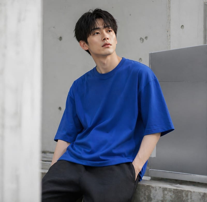 PockMAN Oversized Fit Cotton Classic Round Neck Royal Blue Tshirt - Image 3