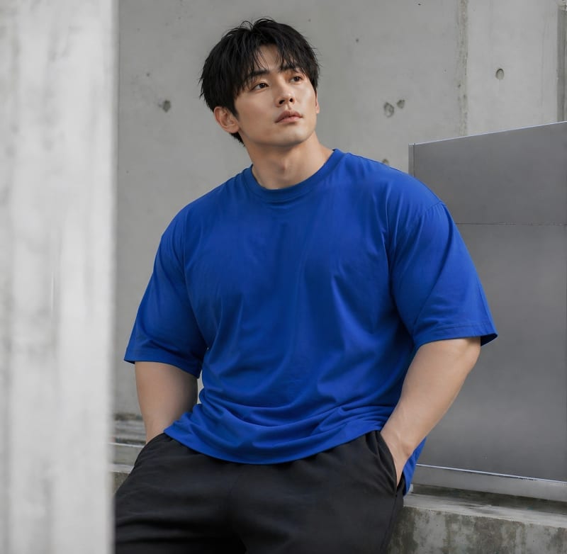 PockMAN Oversized Fit Cotton Classic Round Neck Royal Blue Tshirt - Image 6