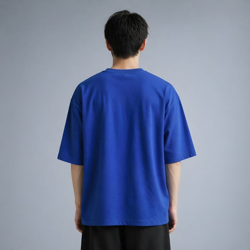 PockMAN Oversized Fit Cotton Classic Round Neck Royal Blue Tshirt - Image 5