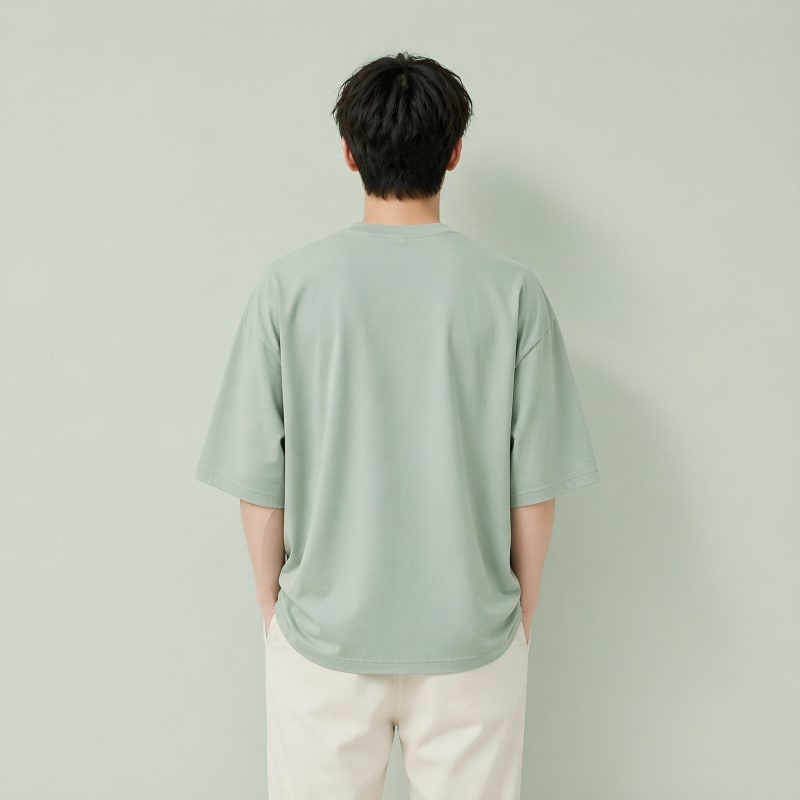 PockMAN Oversized Fit Cotton Classic Round Neck Pista Tshirt - Image 5