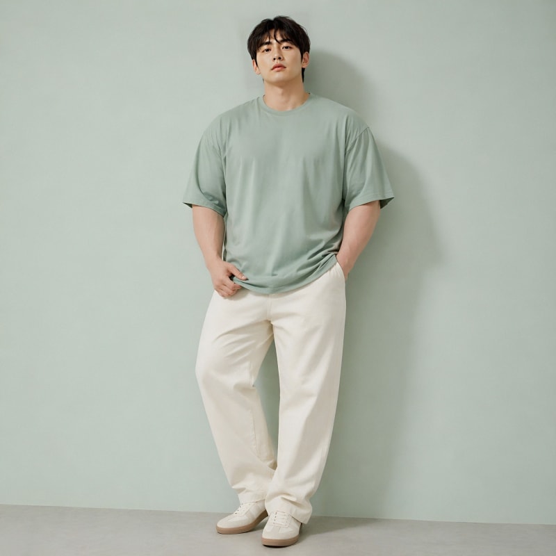 PockMAN Oversized Fit Cotton Classic Round Neck Pista Tshirt - Image 6