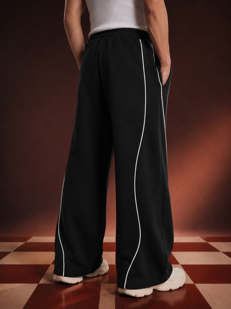 PockMAN Men Black Curve Pipping Wide Leg Comfort Joggers - Image 4